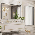 LOAAO 40X36 Inch Black Metal Framed Bathroom Mirror - Image 3