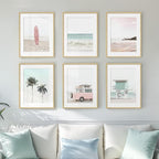 Framed Pink and Mint Green Coastal Wall Art - Image 2