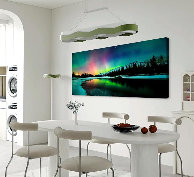 Cao Gen Decor Art S01998 Wall Art Aurora scenery Painting on Canvas Stretched - Image 4