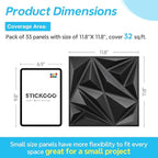 STICKGOO Black 3D Wall Panels for Interior Wall Decor, 33 Pack - Image 3