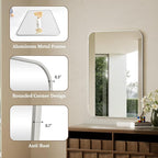 BEAUTYPEAK Silver Wall Mounted Bathroom Mirror, Aluminum Alloy Frame Bathroom - Image 3