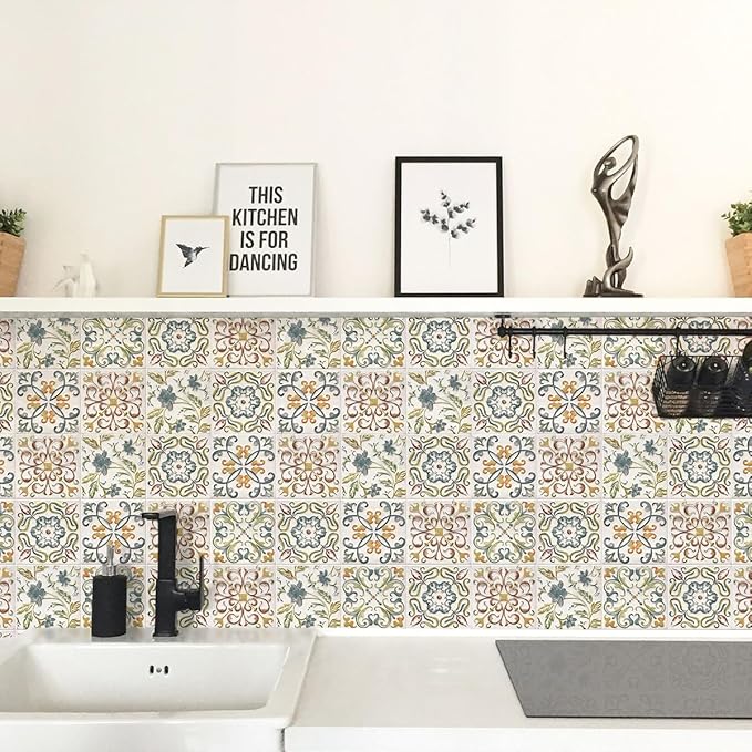 Wudnaye Bohemian Wallpaper Peel and Stick Faux Tile Contact Paper 17”×196” Tile - Image 5