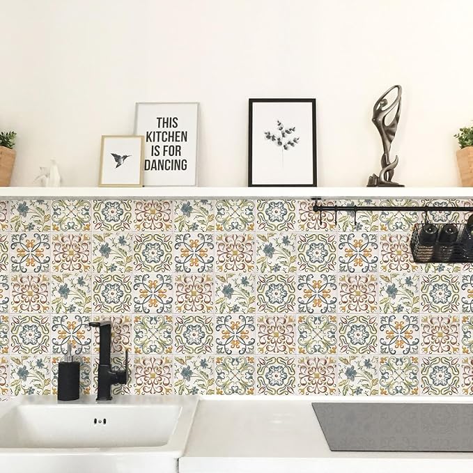 Wudnaye Bohemian Wallpaper Peel and Stick Faux Tile Contact Paper 17”×393” Tile - Image 7