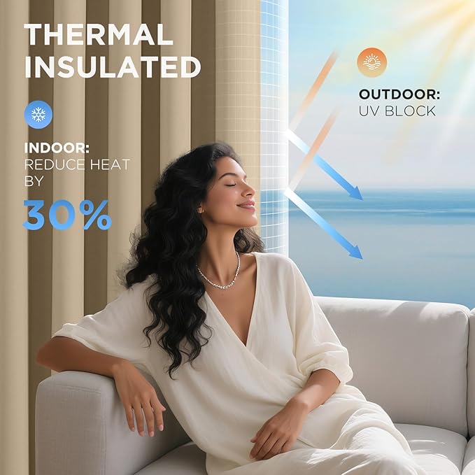 Joydeco Blackout Patio Sliding Door Curtains 90 Inches Long, Grommet Privacy - Image 5