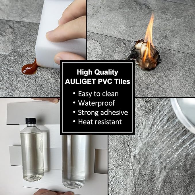 AULIGET 2-Piece Dark Slate Peel and Stick Backsplash Wall Tiles, Laundry Room - Image 5