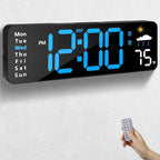 Digital Wall Clock with Remote Control, Large Display Plug in LED Digital Alarm by CandyHome
