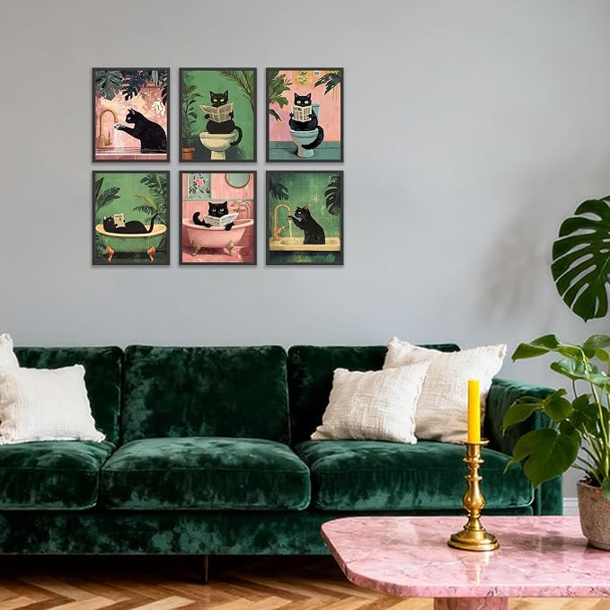 KBKBART Funny Cat Bathroom Wall Art Prints Poster, 8x10 inches - Image 4