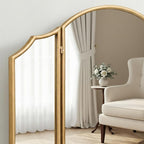 Besdomus Gold Scalloped Vanity Mirror: 36"x24" Large Modern Three Sided Dresser - Image 5