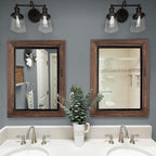 YOSHOOT Rustic Wooden Framed Wall Mirror, Natural Wood and Iron Bathroom Vanity - Image 5