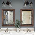 YOSHOOT Rustic Wooden Framed Wall Mirror, Natural Wood and Iron Bathroom Vanity - Image 5