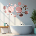 Shappy 32 Pcs Acrylic Mirror Wall Stickers Removable Round Wall Decal Circle - Image 7