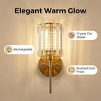 Gold Crystal Wall Sconce Battery Operated and Rechargeable Wall Light - Image 2