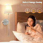 NIORSUN 19.9 inch Battery Operated Wall Sconce Set of 2, Brushed Nickel - Image 6