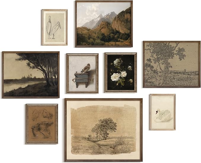 9Pcs Vintage Gallery Wall Art Decor Prints Neutral Farmhouse Wall Decor Nature by VodefoadVintageWallArt