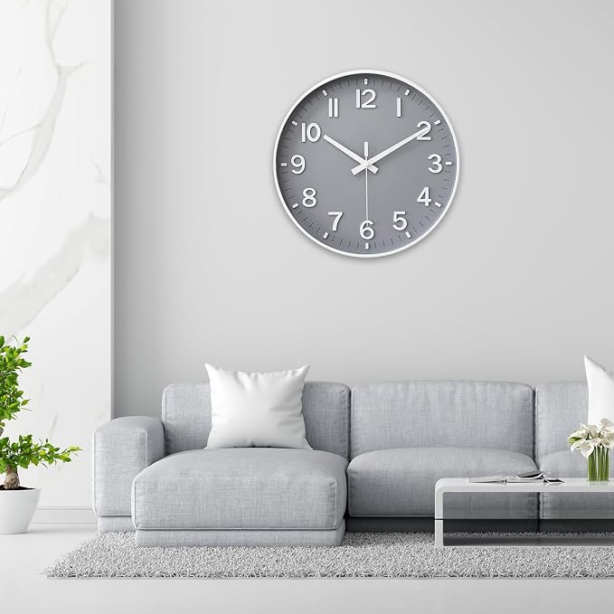 HZDHCLH Wall Clocks Battery Operated, Wall Clock Gray, 14 inch Wall Clock - Image 9