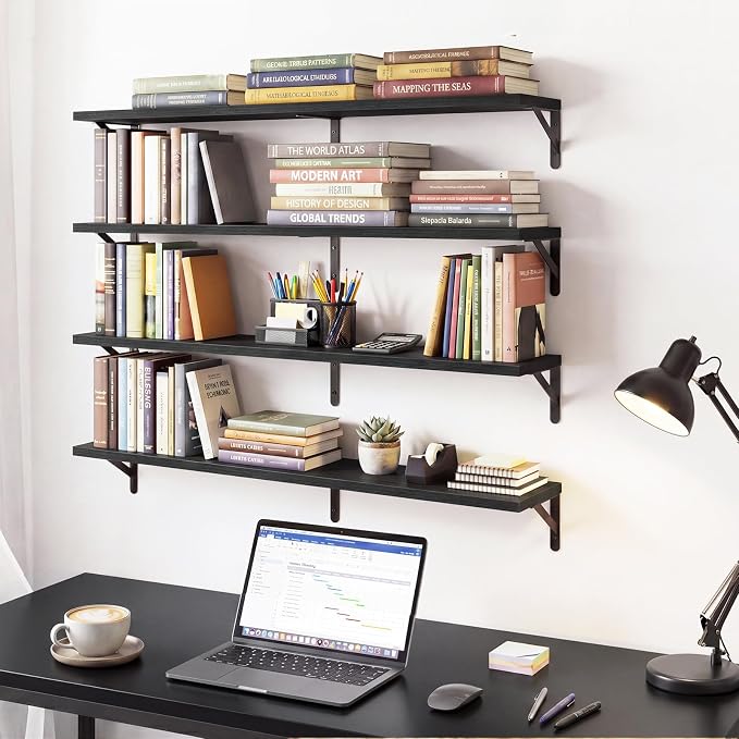 YGEOMER Floating Shelves for Wall, 35in Black Wall Shelves for Living Room - Image 5