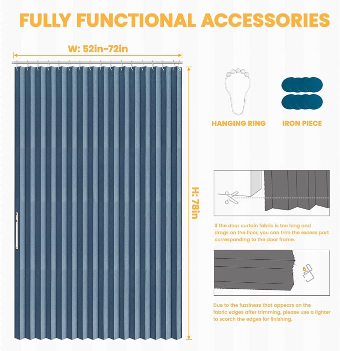 AJAZZ 100% Blackout Accordion Door Closet Door Curtain Invisible Applicable - Image 2