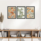 YWJKWLGS Mid Century Boho Wildflower Wall Art Set of 3, 16x24 Inch Black Framed - Image 6