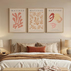 Framed Large Matisse Abstract Wall Art Set of 3, Vintage Neutral Pink Floral - Image 3