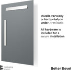 Better Bevel Frameless Rectangle Mirror | 24" x 30" Bathroom Wall Mirror - Image 3