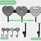 Coat Rack Wall Mounted with 4 Hooks, Heart Geometric Pattern Decorative Wall - Image 4
