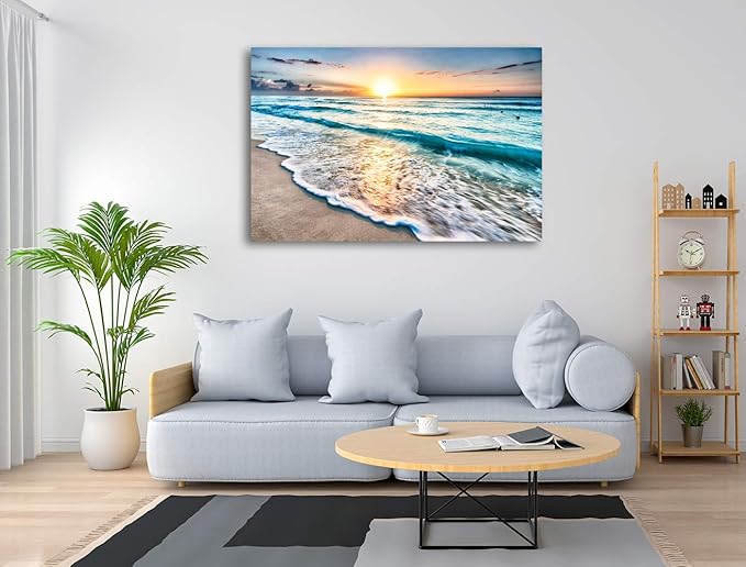 Baisuart S02269 Canvas Prints Wall Art Beach Sunset Paintings Ocean Waves - Image 6