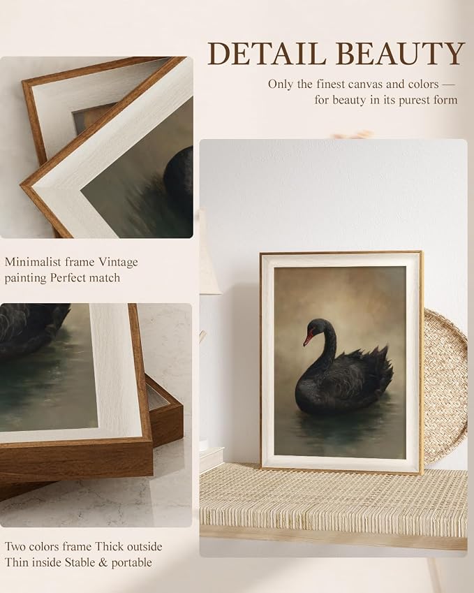 VIYYIEA Framed Wall Art for Living Room, Elegant Black Swan Canvas Prints - Image 6