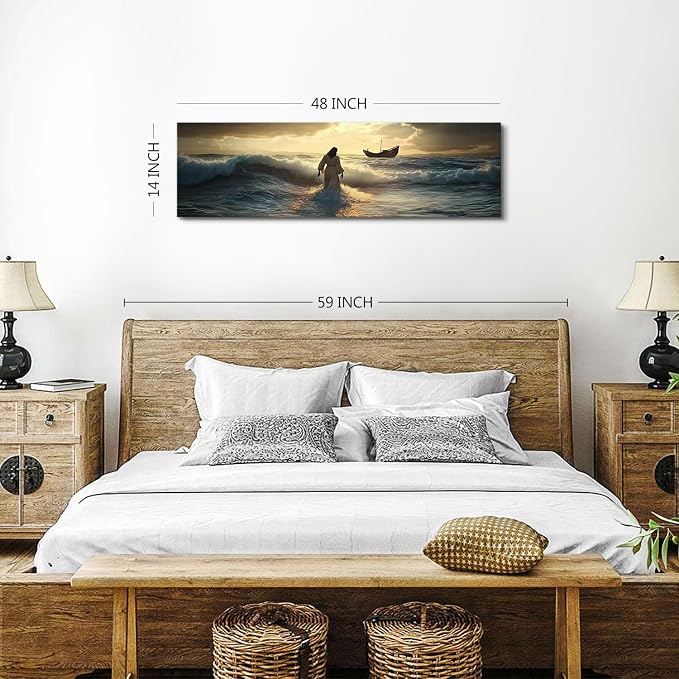 Jesus Walking on Water Wall Art Christian Picture Wall Decor - Image 3