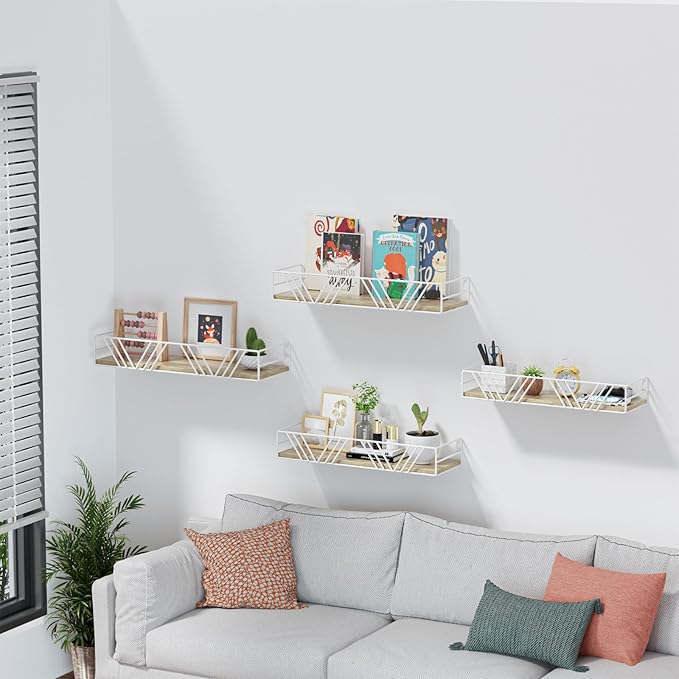 Amaoot Floating Shelves for Wall Set of 4, Different Sizes Mounted Wood by Amoot