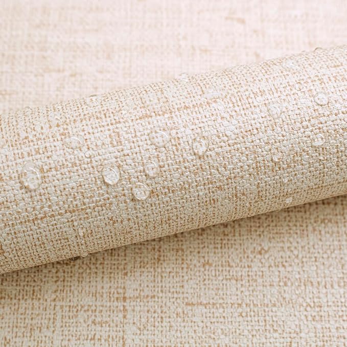 Beige Grasscloth Peel and Stick Wallpaper Textured Contact Paper 15.7inch x - Image 4