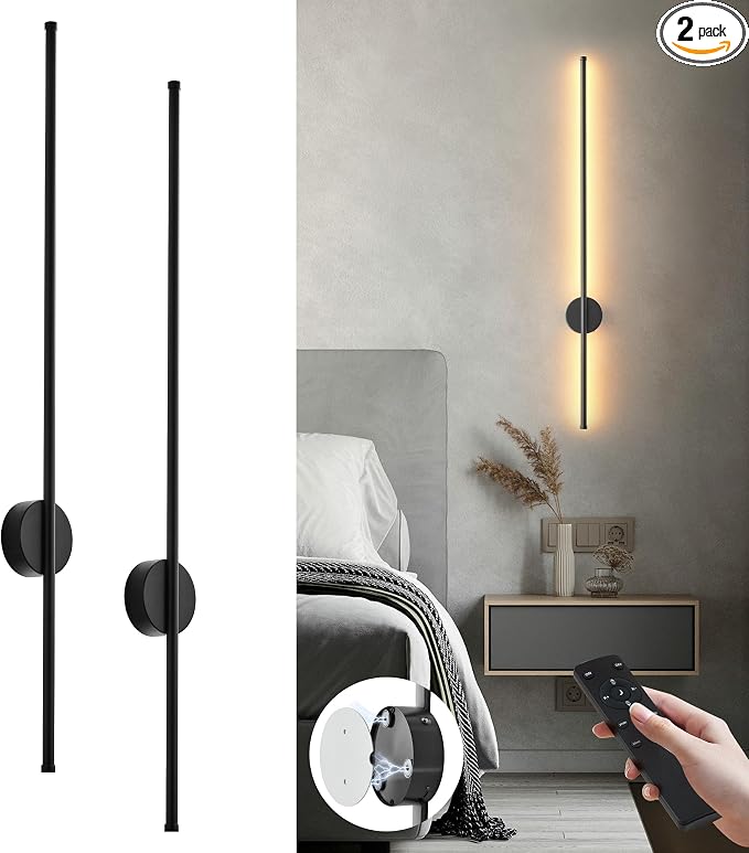 Battery Operated Modern Wall Sconces Set of Two, Rechargeable Wireless Wall by KARTOOSH