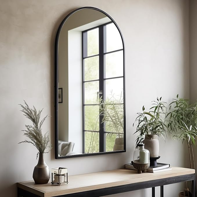 Dewfig Arched Wall Mounted Mirror, Arch Black Mirror by YourSpacePerfectlyReflected