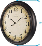 Crosstime 24 Inch Wall Clock Battery Operated Silent Round Vintage Large Wall - Image 9
