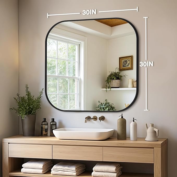 Bathroom Mirror for Wall, HD Reflection Shatterproof Square Mirror for Living - Image 2