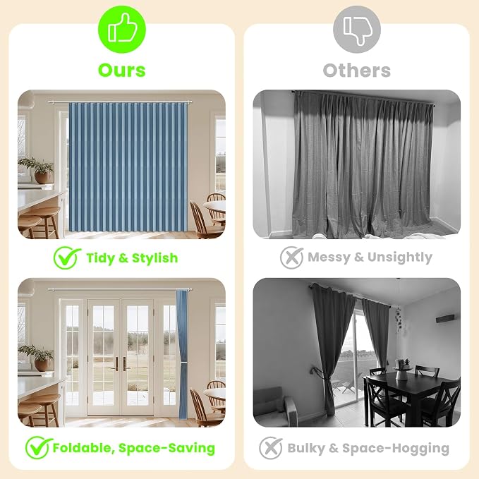 AJAZZ Blackout Accordion Door Curtain 98"x106" Blue - Image 2