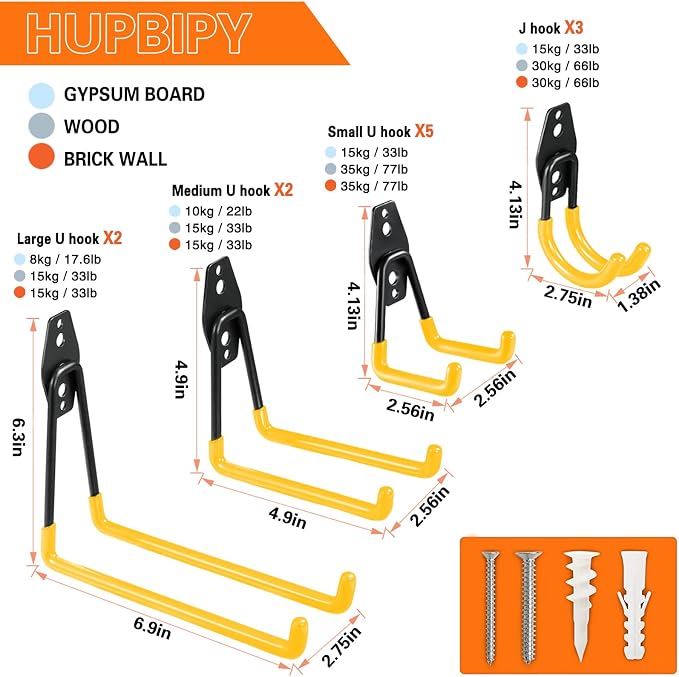 HUPBIPY 12 Pack Garage Hooks Heavy Duty Utility Steel - Image 2