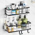 Moforoco Shower Caddy Shelf Organizer Rack, Self Adhesive Black Bathroom by MOFOROCO