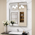 LOAAO 24X36 Inch Brushed Nickel Bathroom Mirror, Rounded Rectangle Silver Metal by LOAAO