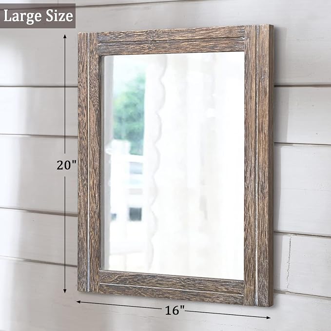 AAZZKANG Mirror with Wood Framed Rectangle Rustic Wall Mirrors Decor Large - Image 2