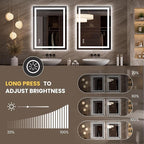 LOAAO 27.6"x35.4" LED Mirror for Bathroom, Lighted Bathroom Mirror - Image 3