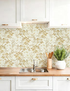 Erfoni 16.9" x197" Yellow Brown Floral Peel and Stick Wallpaper Boho Floral - Image 2