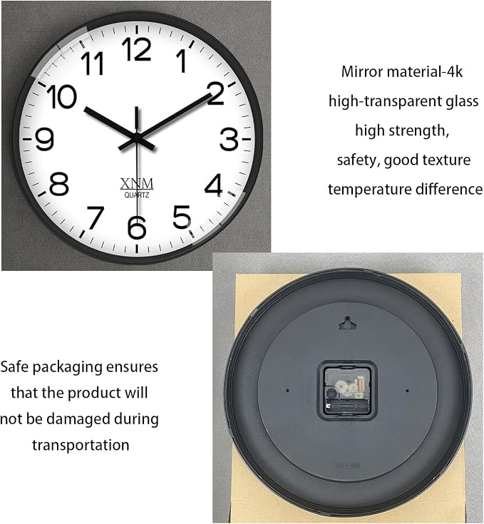 XNM Decorative Wall Clocks Battery Operated 14 Inch White Classic Wall Clock - Image 6