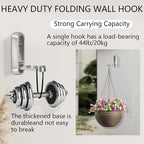 2PCS Foldable Wall Hooks, Heavy Duty Zinc Alloy Folding Wall Hooks, Folding - Image 7