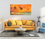 Tropical Beach Sunset Large Wall Art – Stretched & Framed Ocean Waves Canvas - Image 2