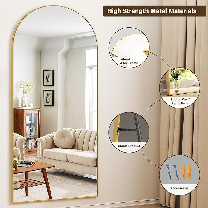 XRAMFY 78"x38" Arched Full Length Mirror - Image 5