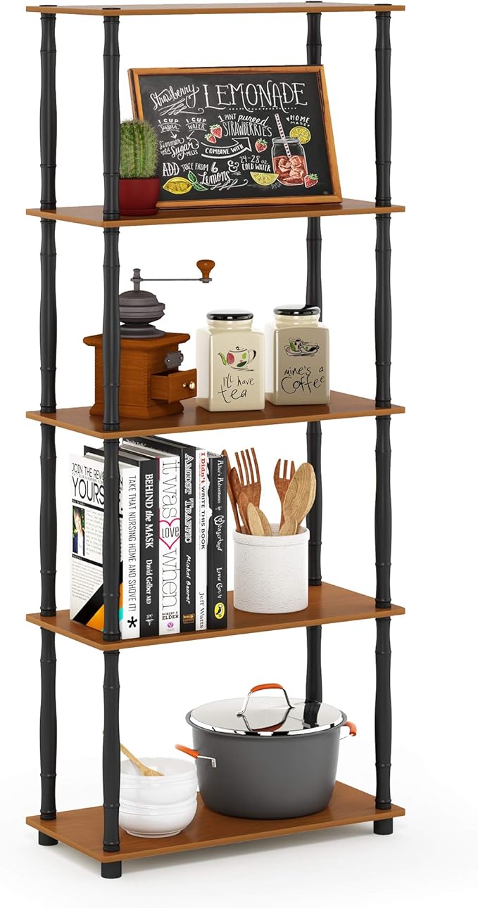 Furinno TURN-S-TUBE Storage Shelves, 5-Tier Book Shelf, Corner Shelf, Toolless by Furinno-FitsYourSpaceFitsYourBudget