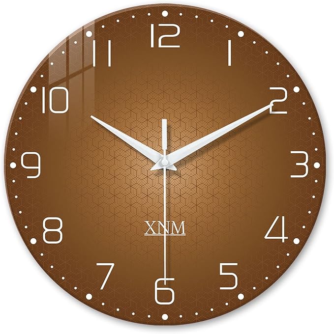 XNM Brown Wall Clock for Bedroom Glass Small Wall Clocks Battery Operated 12 by XNMwallclock