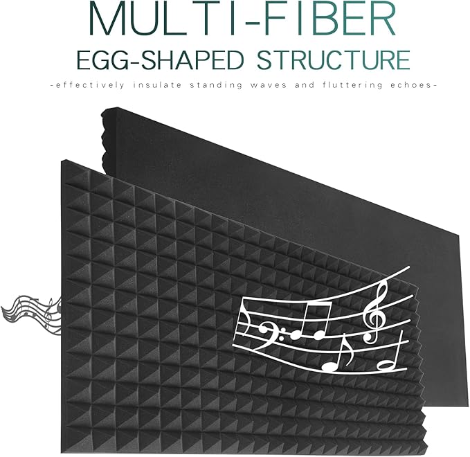 2 Pack Black Acoustic Foam Panels, High Density Soundproof Wall Panels - Image 8