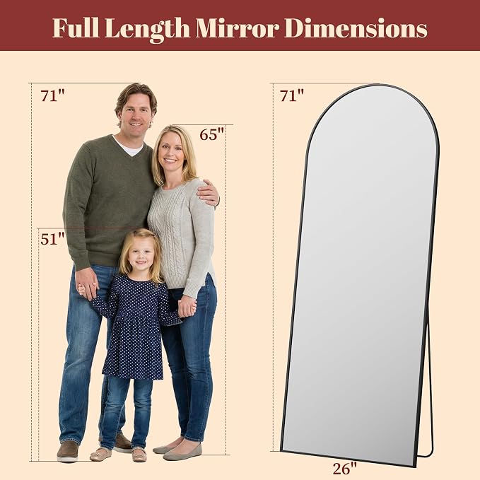 Suidia 71"x28" Arched Full Length Mirror - Image 4