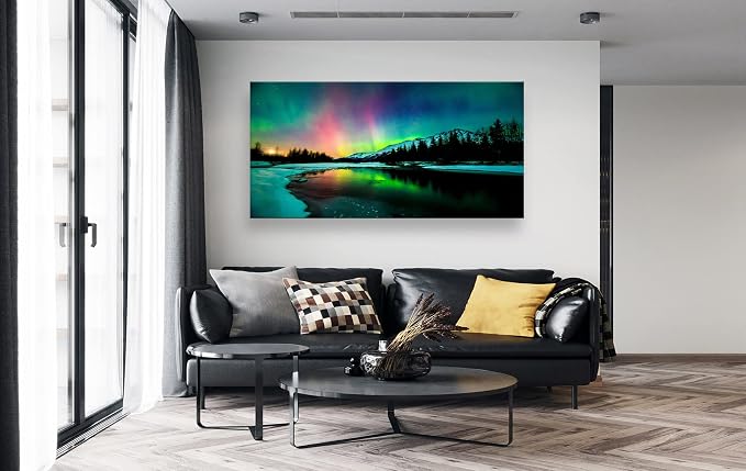S01975 Wall Art Aurora scenery Painting on Canvas Prints Stretched and Framed - Image 3